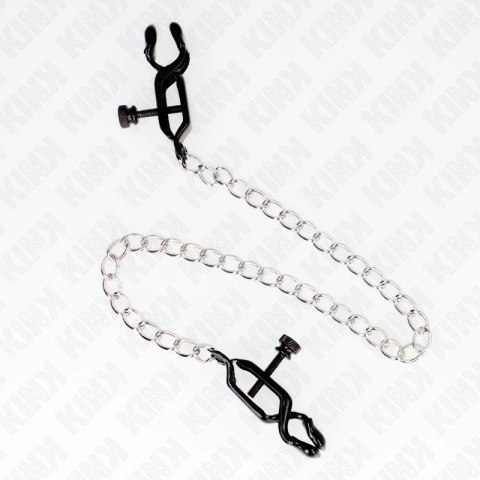 KINK Zaciski na sutki z płaskim łańcuchem srebrne 30 cm KINK