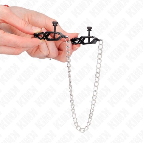 KINK Zaciski na sutki z płaskim łańcuchem srebrne 30 cm KINK