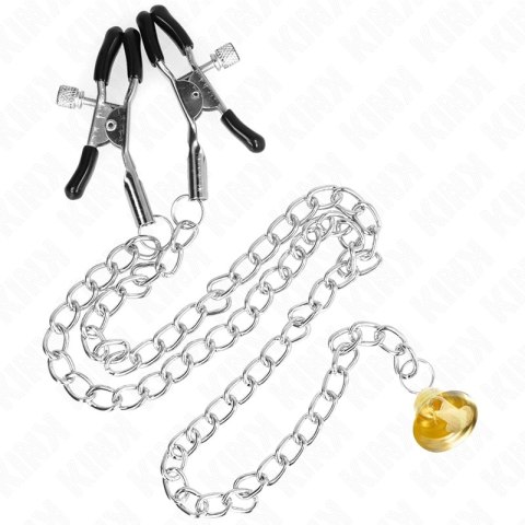 KINK Zaciski z łańcuszkiem i zawieszką - metalowe, 30 cm, chrom KINK