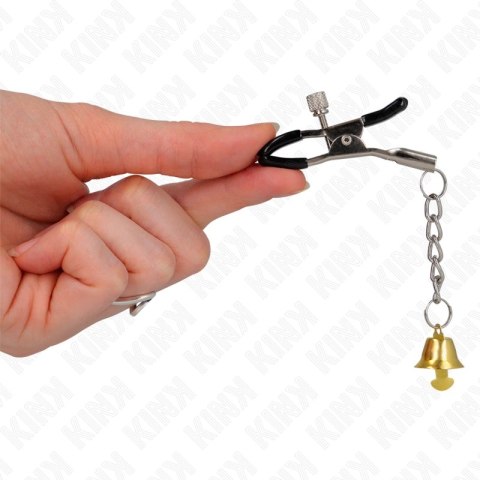 KINK Złota zawieszka z dzwonkiem zaciski na sutki 6 cm metal regulacja KINK