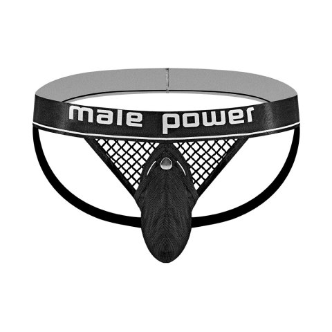 Male Power Cock Pit Net Jock - Majtki z kieszenią i otwartym tyłem, czarne