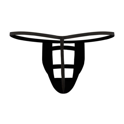 Male Power Extreme model G-string z kieszenią, wykończenie cire, czarny