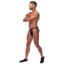 Male Power Strappy Ring Jock czarny elastyczny system paskow L/XL