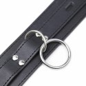 OHMAMA Fetish - Naszyjnik z 3 pierścieniami, skorzany, regulowany OHMAMA