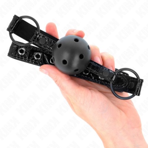 KINK Ball Gag Model 3 - Regulowany, Diamentowy Wzor, 4,5 cm, Czarny KINK