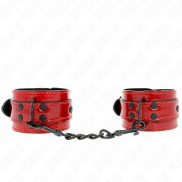 KINK Ciemnoczerwone mankiety na nadgarstki 23x5 cm - regulowane skorzane KINK
