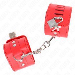 KINK Cuffs na nadgarstki z zamknięciem na kłodkę czerwone 16-23 cm KINK