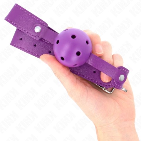 KINK Fioletowa Piłka Oddychająca 4,5 cm - Pasek 65x2,5 cm, silikonowa KINK