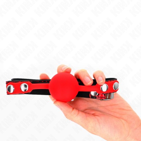 KINK Gag 2 silikonowa kulka 4 cm - pasek 60x2 cm, czarny KINK