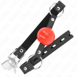 KINK Gag Ball 4 cm - Czerwona kulka, czarny pasek, regulacja 60x2 cm KINK