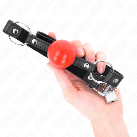 KINK Gag Ball 4 cm - Czerwona kulka, czarny pasek, regulacja 60x2 cm KINK