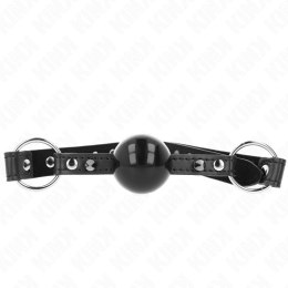 KINK Gag Ball z zapięciem, silikonowa kulka 4 cm, pasek 65x2 cm czarny KINK