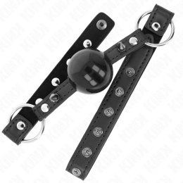KINK Gag Ball z zapięciem, silikonowa kulka 4 cm, pasek 65x2 cm czarny KINK