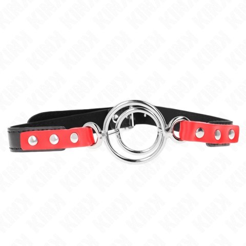 KINK Gag z wieloma O-ringami 4/4,8 cm czerwony - regulowany pasek KINK