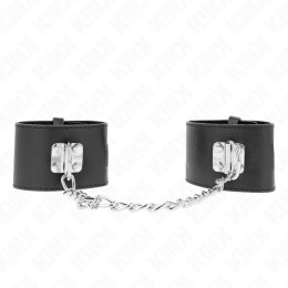KINK Kajdanki na nadgarstki z łańcuchem, regulacja 16-23 cm, czarne KINK