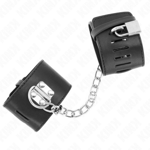 KINK Kajdanki na nadgarstki z łańcuchem, regulacja 16-23 cm, czarne KINK