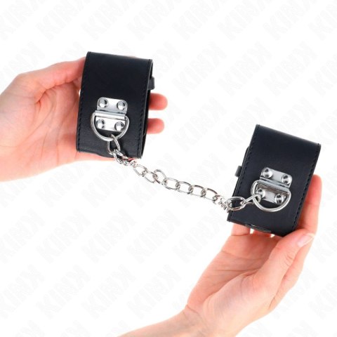 KINK Kajdanki na nadgarstki z łańcuchem, regulacja 16-23 cm, czarne KINK