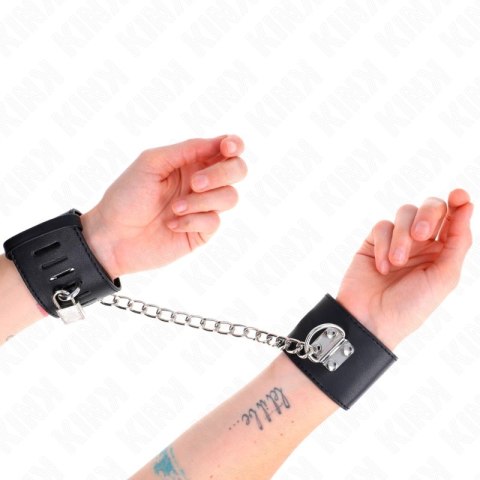 KINK Kajdanki na nadgarstki z łańcuchem, regulacja 16-23 cm, czarne KINK