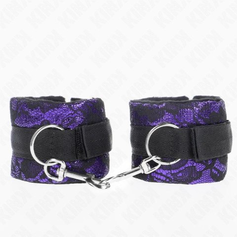 KINK Krotkie zapinane opaski na nadgarstki aksamit/nylon fiolet/czarny 23x6,5cm KINK