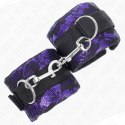 KINK Krotkie zapinane opaski na nadgarstki aksamit/nylon fiolet/czarny 23x6,5cm KINK