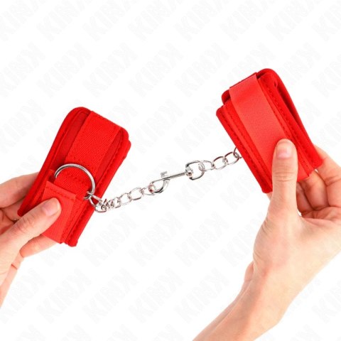 KINK Neoprenowe opaski na nadgarstki czerwone 42x5 cm z metalowym zapięciem KINK