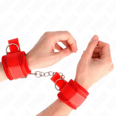 KINK Neoprenowe opaski na nadgarstki czerwone 42x5 cm z metalowym zapięciem KINK