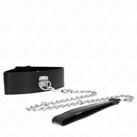 KINK Obroża z Smyczą Model 0 - Czarna, Skora, 65 cm, Regulowana KINK