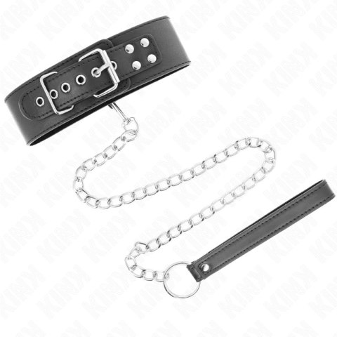 KINK Obroża z Smyczą Model 0 - Czarna, Skora, 65 cm, Regulowana KINK