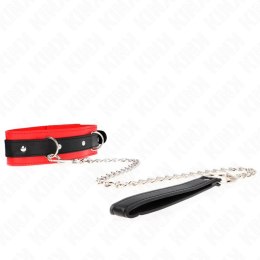 KINK Obroża z Smyczą Model 3 Czerwony 65 cm - Skorzana, Regulowana KINK