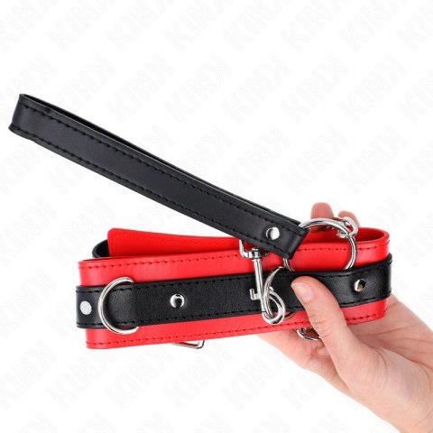 KINK Obroża z Smyczą Model 3 Czerwony 65 cm - Skorzana, Regulowana KINK
