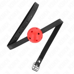 KINK Oddychalna kulka ustna Red 4,5 cm silikonowa z paskiem 62 cm KINK