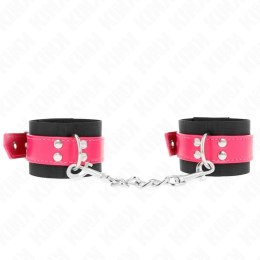KINK Opaska na Nadgarstki Nylonowa Czarna z Regulowanym Skorzanym Paskiem 19-29 cm KINK