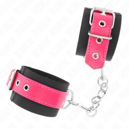 KINK Opaska na Nadgarstki Nylonowa Czarna z Regulowanym Skorzanym Paskiem 19-29 cm KINK