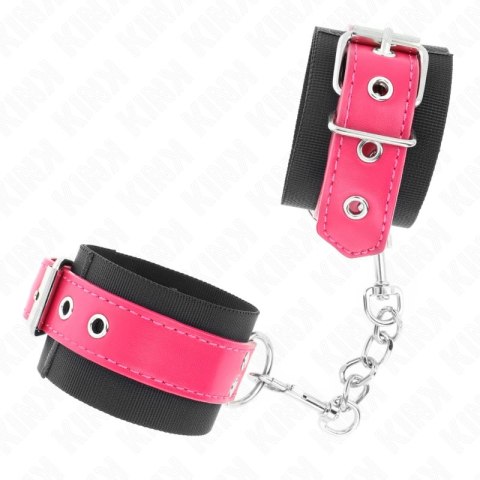 KINK Opaska na Nadgarstki Nylonowa Czarna z Regulowanym Skorzanym Paskiem 19-29 cm KINK