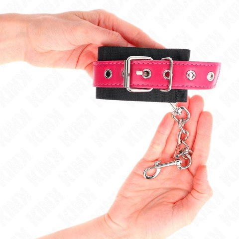 KINK Opaska na Nadgarstki Nylonowa Czarna z Regulowanym Skorzanym Paskiem 19-29 cm KINK