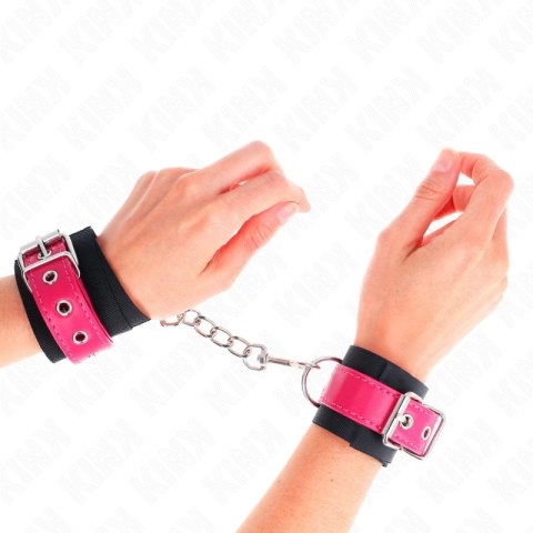 KINK Opaska na Nadgarstki Nylonowa Czarna z Regulowanym Skorzanym Paskiem 19-29 cm KINK