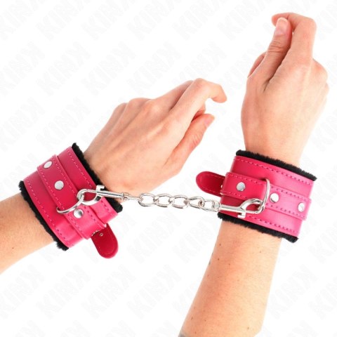 KINK Opaska na Nadgarstki Premium Czarna z Rożowym Regulowana 17-29 cm KINK