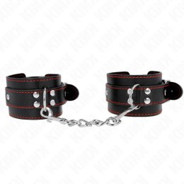 KINK Opaska na nadgarstki czarna z czerwoną podszewką regulowana 20-28cm KINK
