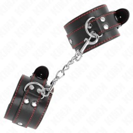 KINK Opaska na nadgarstki czarna z czerwoną podszewką regulowana 20-28cm KINK