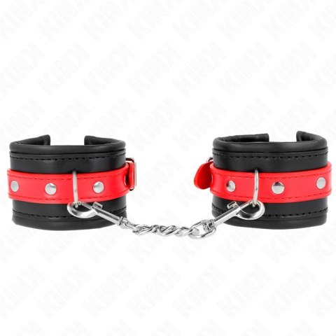 KINK Opaska na nadgarstki czarna z czerwonym paskiem, regulowana 17-28 cm KINK