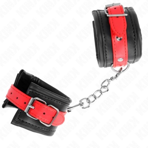 KINK Opaska na nadgarstki czarna z czerwonym paskiem, regulowana 17-28 cm KINK