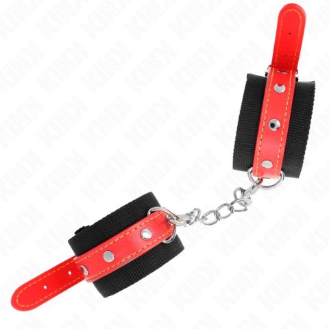 KINK Opaska na nadgarstki nylonowa czarna z czerwoną skorą 19-24 cm KINK
