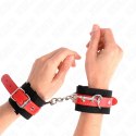KINK Opaska na nadgarstki nylonowa czarna z czerwoną skorą 19-24 cm KINK