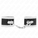 KINK Opaski na Nadgarstki Czarny z Białą Koronką Regulowane 20-23x5,5cm KINK