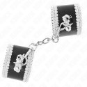 KINK Opaski na Nadgarstki Czarny z Białą Koronką Regulowane 20-23x5,5cm KINK