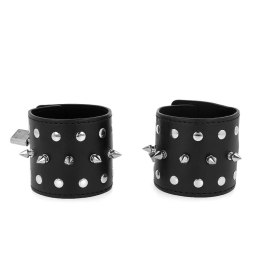 KINK Opaski na Nadgarstki Punkowe z Kolcami 25x6cm Czarny Skorzany KINK