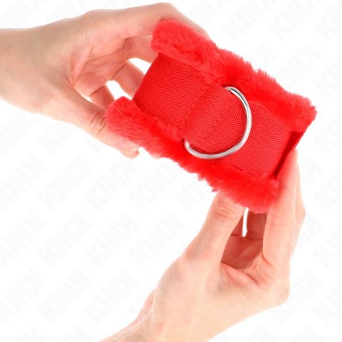 KINK Opaski na Nadgarstki Regulowane Skorzane Czerwone 17-31 cm x 7 cm KINK