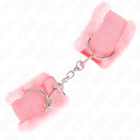 KINK Opaski na Nadgarstki Regulowane z Rożowym Futerkiem 17-31 cm KINK