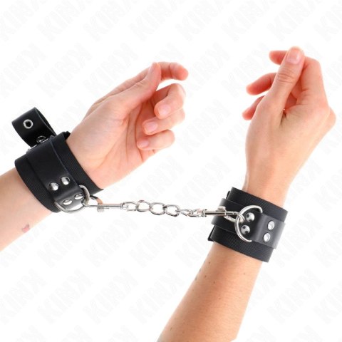 KINK Opaski na nadgarstki nylonowo-skorzane czarne regulowane 19-29 cm KINK