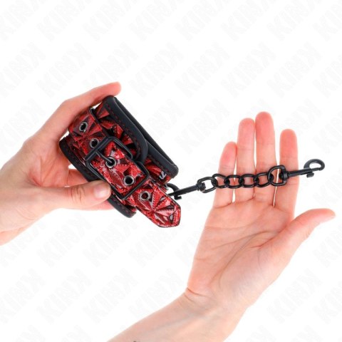 KINK Pasek na nadgarstki diamentowy wzor ciemnoczerwony regulowany 17-26cm KINK